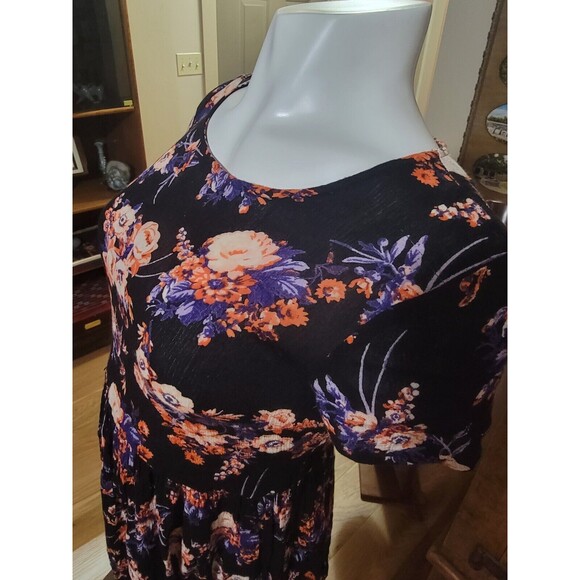 NEW LOOK casual summer cover-up/ dress, black w/ floral, US 4 UK 8 - Picture 7 of 15